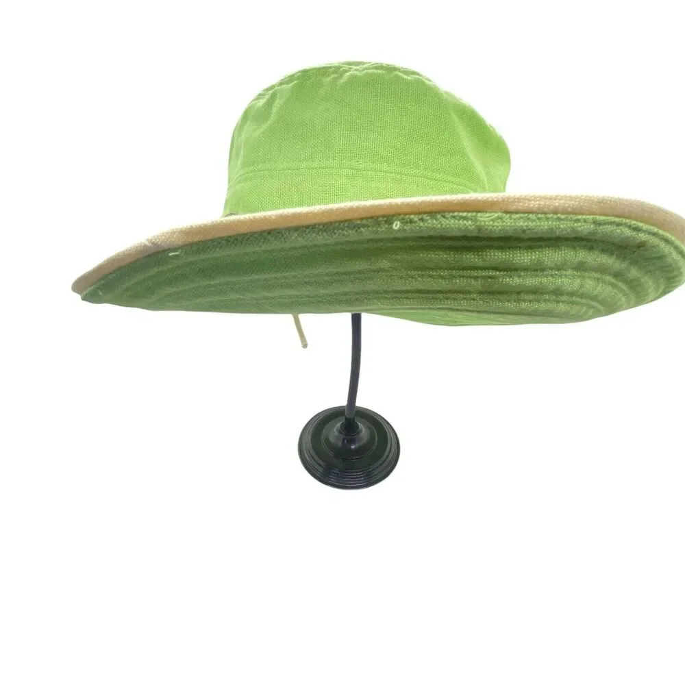 The Scala Collection Sun Hat Women's Green Cream Canvas Comfort Fitted One Size